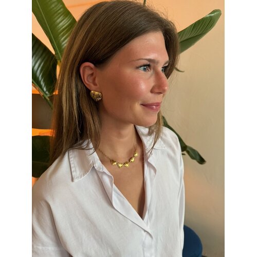 Lundholm Lundholm Lara Ketting Dames Goudkleurig met Hartjes – Premium Stainless Steel Jewellery Gold Plated – 40 cm + 5 cm – Lara Serie – Vrouwen Cadeautjes