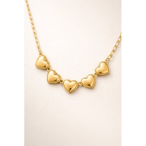 Lundholm Lundholm Lara Ketting Dames Goudkleurig met Hartjes – Premium Stainless Steel Jewellery Gold Plated – 40 cm + 5 cm – Lara Serie – Vrouwen Cadeautjes