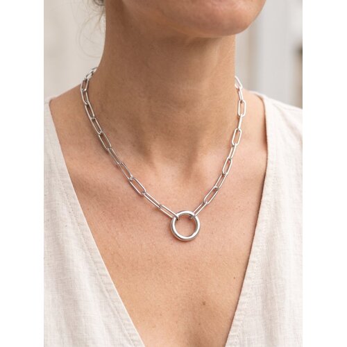 Lundholm Lundholm Elva Ketting Dames Zilverkleurig – Premium Stainless Steel Jewellery – Paperclip Schakelketting 50 + 5 cm met Rond Bedelring voor Hanger – Elegant & Tijdloos – Elva Serie – Scandinavisch Design Lundholm Lundholm Elva Ketting Dames Zilverkleurig – Premium Stainless Steel Jewellery – Paperclip Schakelketting 50 + 5 cm met Rond Bedelring voor Hanger – Elegant & Tijdloos – Elva Serie – Scandinavisch Design