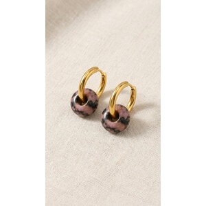 Lundholm Sally – Natural Stone Donut Earrings for Women – Gold-Tone Lundholm Sally – Natural Stone Donut Earrings for Women – Gold-Tone