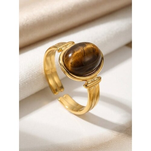 Lundholm Lundholm Zoleste Ring Dames Goudkleurig met Bruine Natuursteen – Premium Stainless Steel 2.5 Micron PVD Gold Plated – Verstelbare Statement Ring One Size – Zoleste Serie – Scandinavisch Design Lundholm Lundholm Zoleste Ring Dames Goudkleurig met Bruine Natuursteen – Premium Stainless Steel 2.5 Micron PVD Gold Plated – Verstelbare Statement Ring One Size – Zoleste Serie – Scandinavisch Design