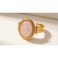 Zoleste – Verstellbarer Statement-Ring mit Rosenquarz – Goldfarben