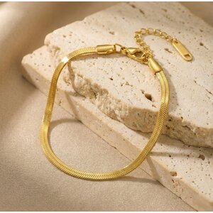 Lundholm Sigrid – Platte Slangenarmband – Goudkleurig Lundholm Sigrid – Platte Slangenarmband – Goudkleurig