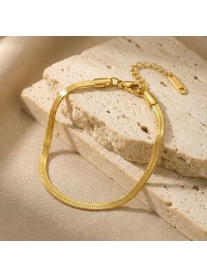 Lundholm Sigrid – Platte Slangenarmband – Goudkleurig Lundholm Sigrid – Platte Slangenarmband – Goudkleurig