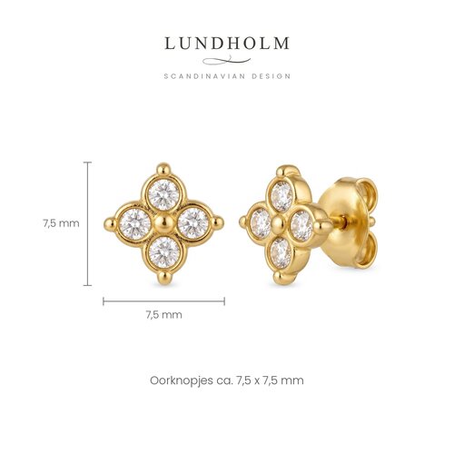 Lundholm Lundholm Livan Oorbellen Dames Goudkleurig – Bloem Oorknopjes met Zirkonia – Premium Stainless Steel Gold PVD Plated – Kleine Studs 7,5 mm voor Tweede Gaatje – Waterproof & Hypoallergeen Lundholm Lundholm Livan Oorbellen Dames Goudkleurig – Bloem Oorknopjes met Zirkonia – Premium Stainless Steel Gold PVD Plated – Kleine Studs 7,5 mm voor Tweede Gaatje – Waterproof & Hypoallergeen
