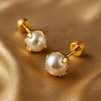 Elvia – Pearl-Look Stud Earrings for Women – Gold-Tone