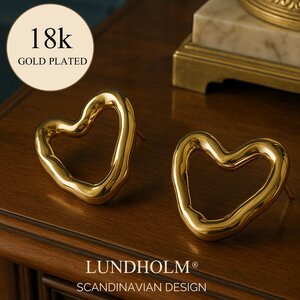 Lundholm Lundholm Oorbellen Hartjes - Geometrische Design Chunky - Premium Stainless Steel luxe Oorbellen Goudkleurig Gold Plated Lundholm Lundholm Oorbellen Hartjes - Geometrische Design Chunky - Premium Stainless Steel luxe Oorbellen Goudkleurig Gold Plated