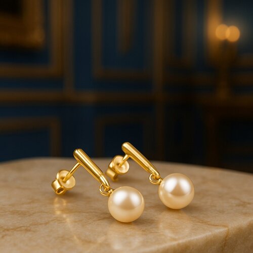 Lundholm Nola – Pearl-Look Earrings for Women – Gold-Tone Lundholm Nola – Pearl-Look Earrings for Women – Gold-Tone