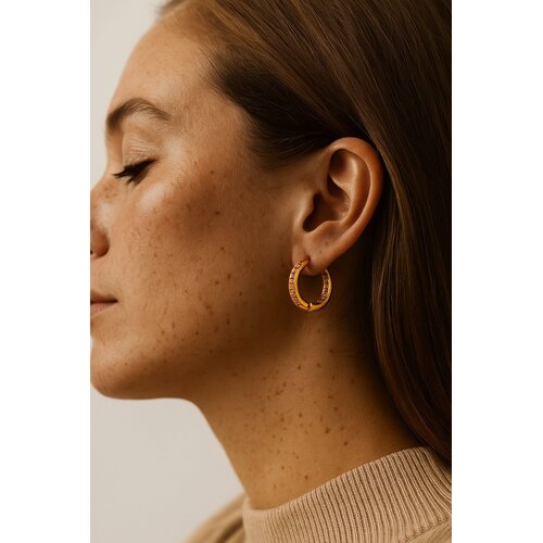 Lundholm Hoop Earrings with Pink Cubic Zirconia for Women – Gold-Tone