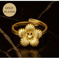 Fiona – Adjustable Flower Ring – Gold-Tone