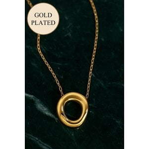 Lundholm Cila – Statement-Halskette mit Kreis – Goldfarben Lundholm Cila – Statement-Halskette mit Kreis – Goldfarben