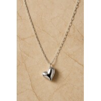 Deni – Long Necklace with Heart Pendant – Silver-Tone