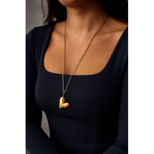 Lundholm Deni – Lange Ketting met Hart Hanger – Goudkleurig Lundholm Deni – Lange Ketting met Hart Hanger – Goudkleurig