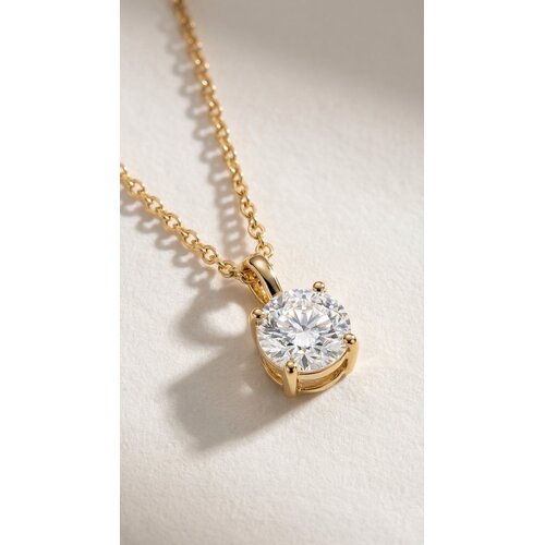 Lundholm Rosalie – Necklace with Cubic Zirconia Pendant – Gold-Tone