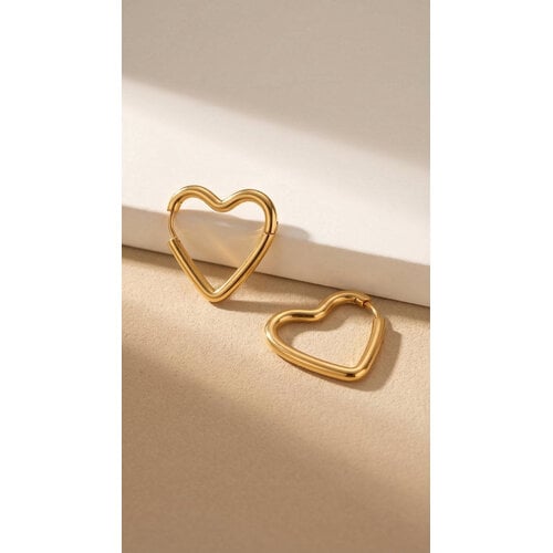 Lundholm Selma – Heart Hoop Earrings – Gold-Tone Lundholm Selma – Heart Hoop Earrings – Gold-Tone