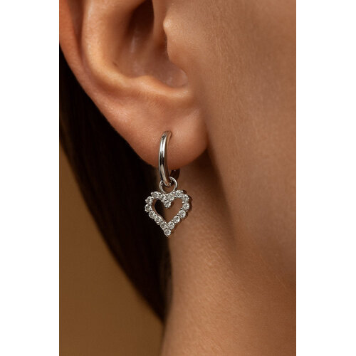 Lundholm Anna – Heart Earrings with Cubic Zirconia – Silver-Tone Lundholm Anna – Heart Earrings with Cubic Zirconia – Silver-Tone