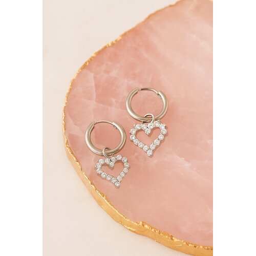 Lundholm Anna – Heart Earrings with Cubic Zirconia – Silver-Tone Lundholm Anna – Heart Earrings with Cubic Zirconia – Silver-Tone