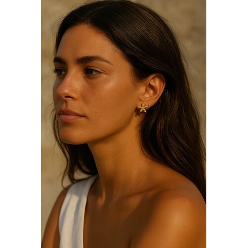 Lundholm Lina – Starfish Stud Earrings for Women – Gold-Tone