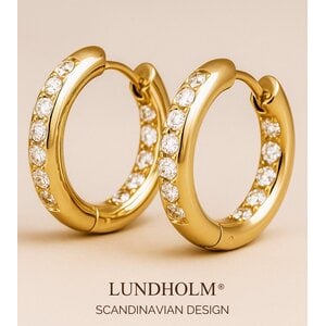 Lundholm Alina – Hoop Earrings with Cubic Zirconia for Women – Gold-Tone Lundholm Alina – Hoop Earrings with Cubic Zirconia for Women – Gold-Tone