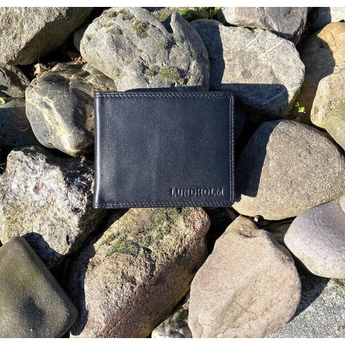 Lundholm Billfold Heren Portemonnee Echt Rundleer met RFID – Zwart