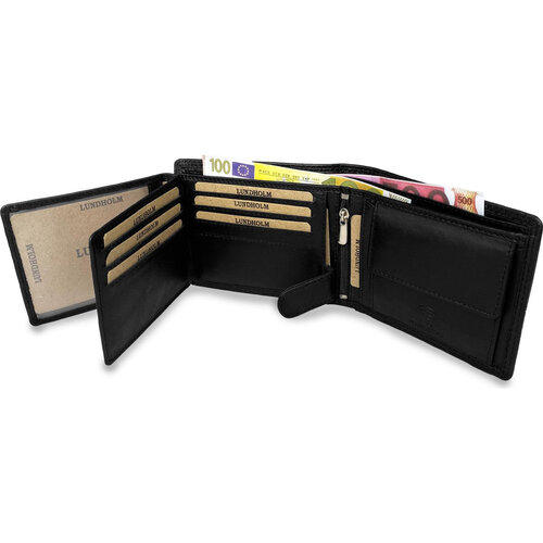 Lundholm Billfold Heren Portemonnee Echt Rundleer met RFID – Zwart