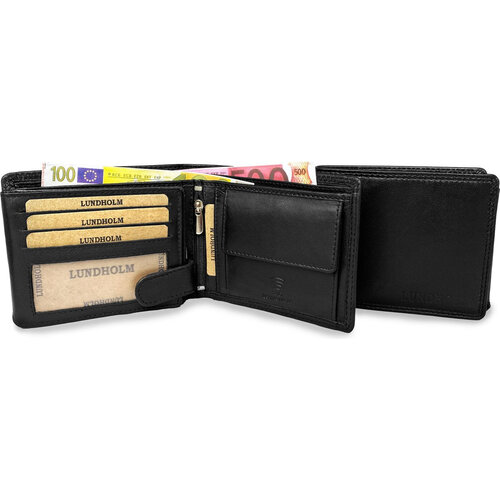 Lundholm Billfold Heren Portemonnee Echt Rundleer met RFID – Zwart