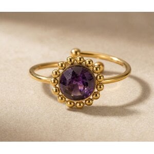 Lundholm Lilly – Verstelbare Ring met Amethist – Goudkleurig Lundholm Lilly – Verstelbare Ring met Amethist – Goudkleurig