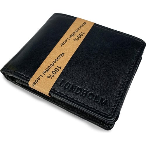 Lundholm Billfold Heren Portemonnee Echt Rundleer met RFID – Zwart