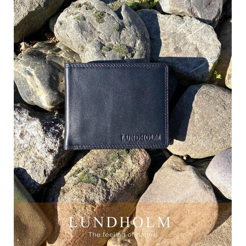 Lundholm Billfold Heren Portemonnee Echt Rundleer met RFID – Zwart