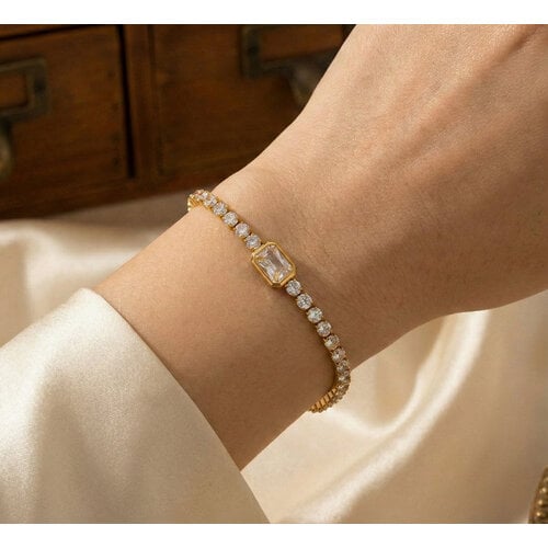 Lundholm Jasmijn – Zirkonia Tennisarmband Dames – Goudkleurig Lundholm Jasmijn – Zirkonia Tennisarmband Dames – Goudkleurig
