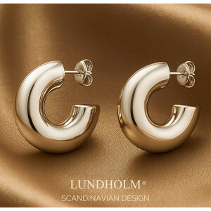 Lundholm Rylin – Chunky Half-Tube Earrings – Silver-Tone Lundholm Rylin – Chunky Half-Tube Earrings – Silver-Tone