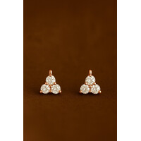 Rhea – 3-Ball Stud Earrings with Cubic Zirconia – Rose Gold-Tone (S925)