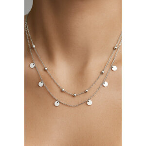 Lundholm Sola – Double-Layer Necklace with Beads – Silver-Tone