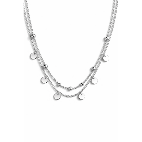 Lundholm Sola – Double-Layer Necklace with Beads – Silver-Tone Lundholm Sola – Double-Layer Necklace with Beads – Silver-Tone