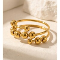 Lauren – Anti-Stress Ring met Bolletjes – Goudkleurig