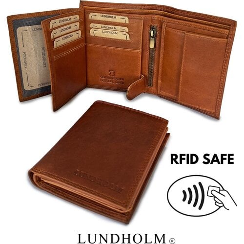 Lundholm Billfold Heren Portemonnee Vintage Leer met RFID – Cognac Lundholm Billfold Heren Portemonnee Vintage Leer met RFID – Cognac
