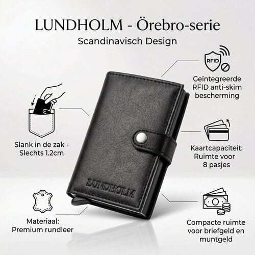 Lundholm Lundholm pasjeshouder mannen met portemonnee en leren sleutelhouder key organizer zwart Lundholm Lundholm pasjeshouder mannen met portemonnee en leren sleutelhouder key organizer zwart