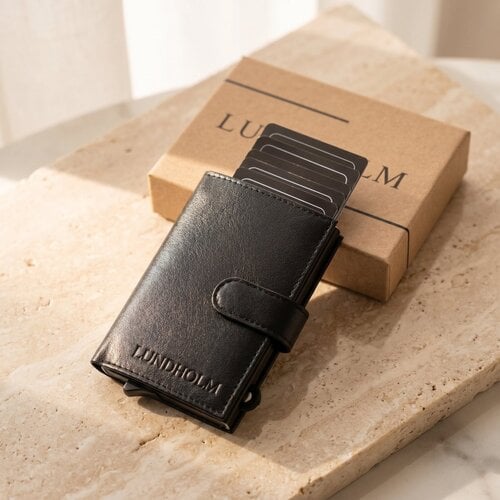 Lundholm Örebro – Leder-Kartenetui mit RFID – Schwarz Lundholm Örebro – Leder-Kartenetui mit RFID – Schwarz