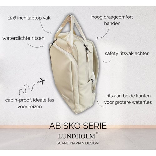 Lundholm Abisko – Wasserabweisender Laptop-Rucksack 24L – Beige Lundholm Abisko – Wasserabweisender Laptop-Rucksack 24L – Beige