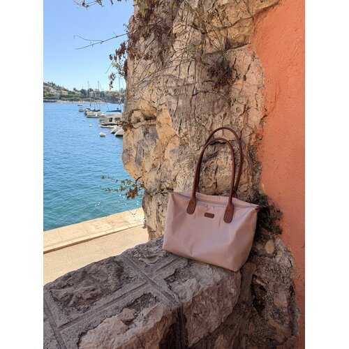 Lundholm Danviken – Shopper mit Reißverschluss und 5 Fächern – Beige-Champagner