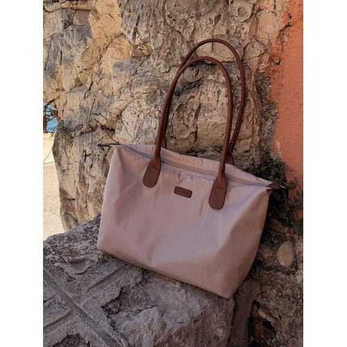 Lundholm Danviken – Shopper mit Reißverschluss und 5 Fächern – Beige-Champagner