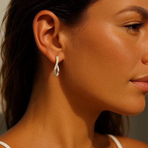 Lundholm Rosaline – Geometric Cubic Zirconia Earrings – Silver (S925) Lundholm Rosaline – Geometric Cubic Zirconia Earrings – Silver (S925)