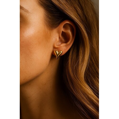 Lundholm Inez – Heart Stud Earrings for Women – Gold-Tone Lundholm Inez – Heart Stud Earrings for Women – Gold-Tone