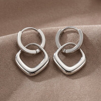 Julia – Square Drop Earrings – Silver-Tone
