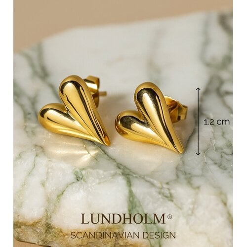 Lundholm Inez – Heart Stud Earrings for Women – Gold-Tone Lundholm Inez – Heart Stud Earrings for Women – Gold-Tone