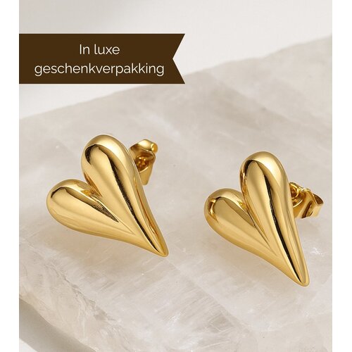 Lundholm Inez – Heart Stud Earrings for Women – Gold-Tone Lundholm Inez – Heart Stud Earrings for Women – Gold-Tone