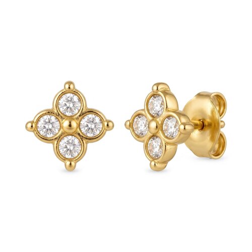 Lundholm Livan – Flower Stud Earrings with Cubic Zirconia – Gold-Tone Lundholm Livan – Flower Stud Earrings with Cubic Zirconia – Gold-Tone