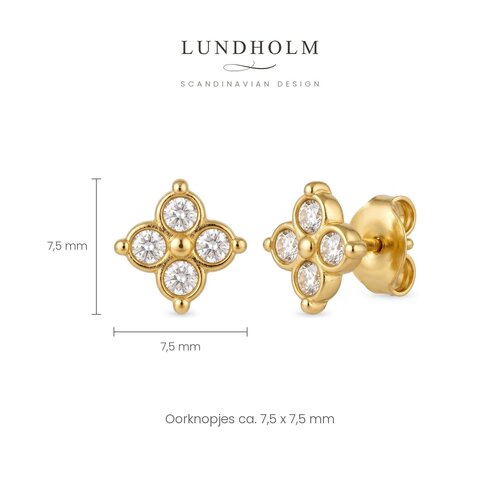 Lundholm Livan – Flower Stud Earrings with Cubic Zirconia – Gold-Tone Lundholm Livan – Flower Stud Earrings with Cubic Zirconia – Gold-Tone