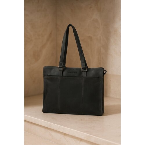Lundholm Leder-Laptoptasche Damen 15,6 Zoll – Schwarz Lundholm Leder-Laptoptasche Damen 15,6 Zoll – Schwarz