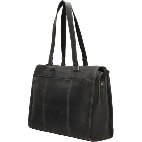 Lundholm Leder-Laptoptasche Damen 15,6 Zoll – Schwarz Lundholm Leder-Laptoptasche Damen 15,6 Zoll – Schwarz